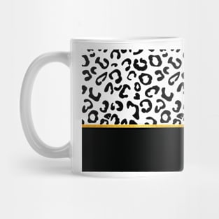 Black and white leopard print, golden lining Mug